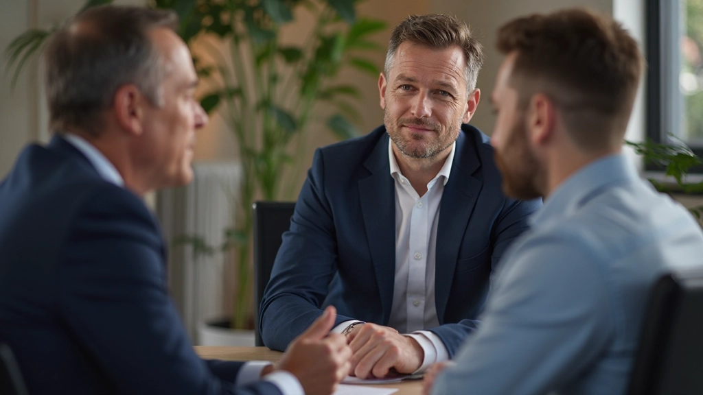 Professionele coach die één-op-één begeleiding geeft in modern kantoor met warmverlichting