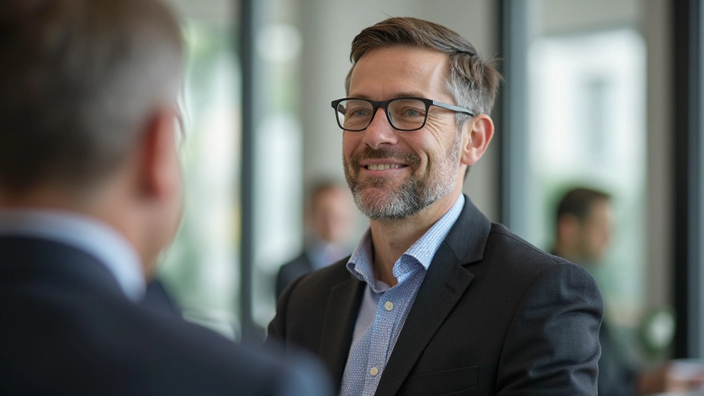 Persoon oefent zelfvertrouwen in een professionele omgeving