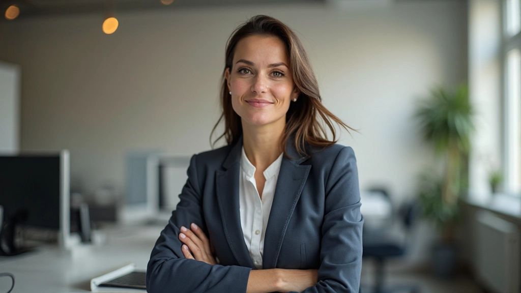 Vrouw die zelfvertrouwen uitstraalt in professionele setting